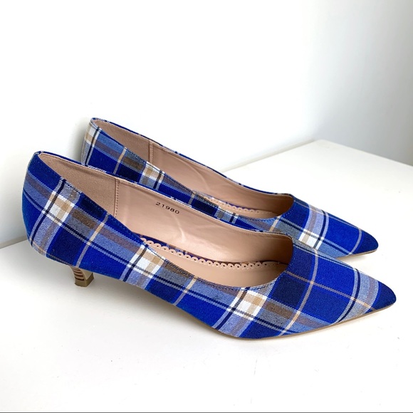 Journee Collection Shoes - Journee Collection Plaid Pointed Toe Kitten Heels